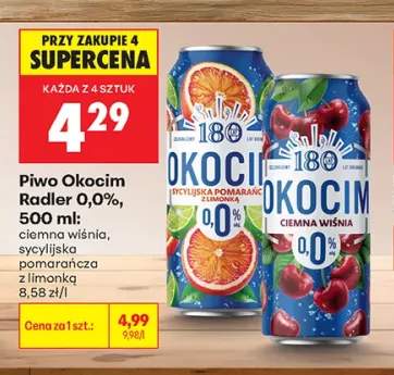 Piwo bezalkoholowe Okocim Radler ciemna wiśnia +1 wariant