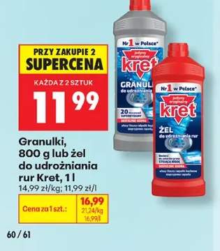 Granulki do udrożniania rur Kret +1 wariant