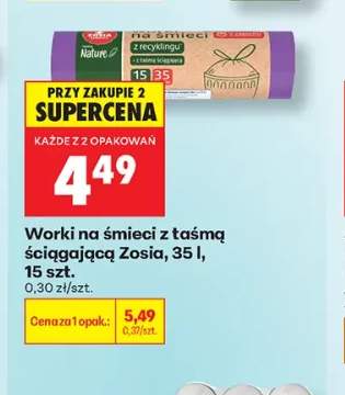 Worki na śmieci z taśmą ściągającą Zosia 35 l