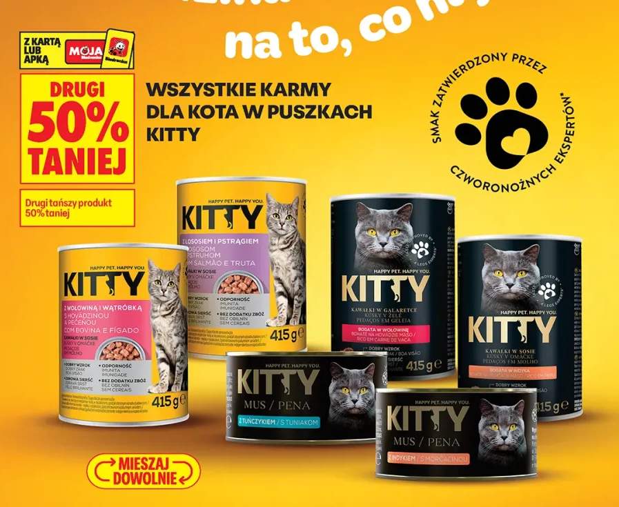 Karmy dla kota w puszkach Kitty +6 wariantów