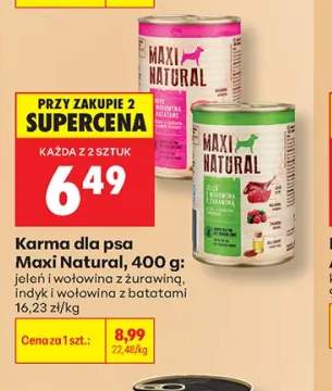 Karma dla psa Maxi Natural jeleń i wołowina z żurawiną +1 wariant