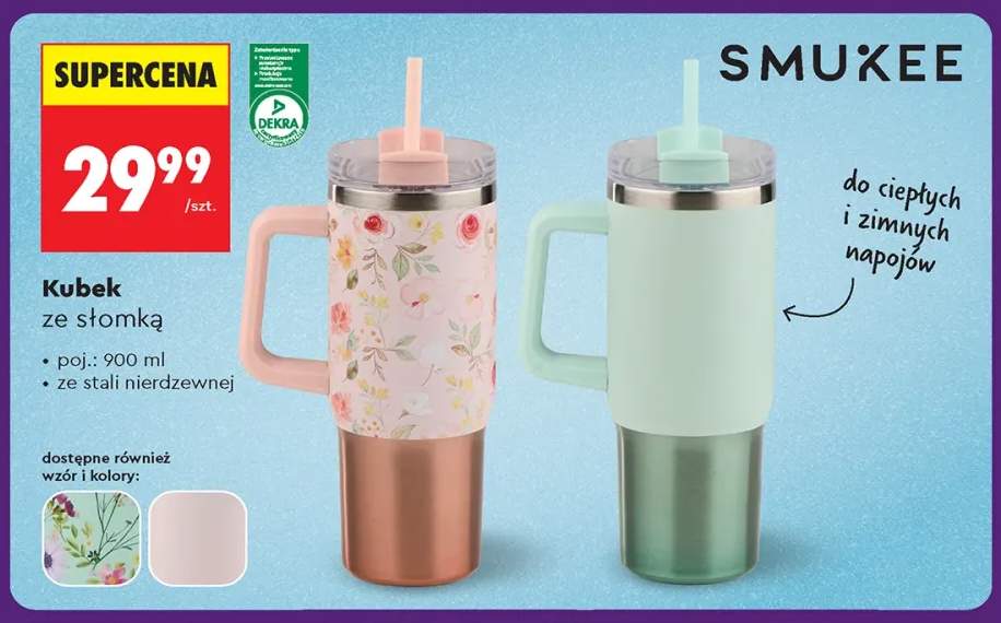 Kubek ze słomką ze stali nierdzewnej 900 ml Smukee