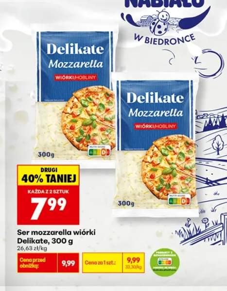 Ser mozzarella wiórki Delikate