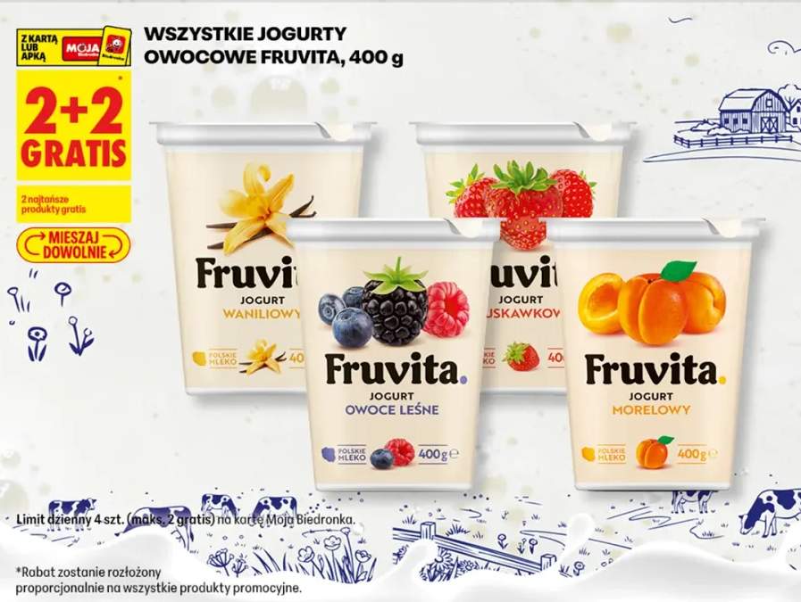 Jogurty owocowe Fruvita 400 g +4 warianty