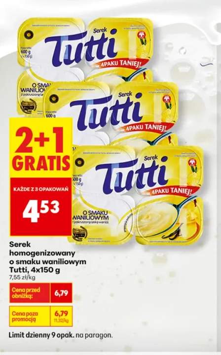Serek homogenizowany o smaku waniliowym Tutti 4-pak