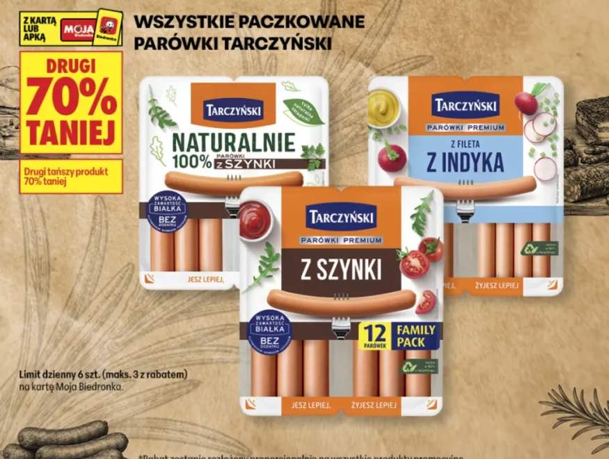 Parówki Premium z szynki Family Pack Tarczyński +3 warianty