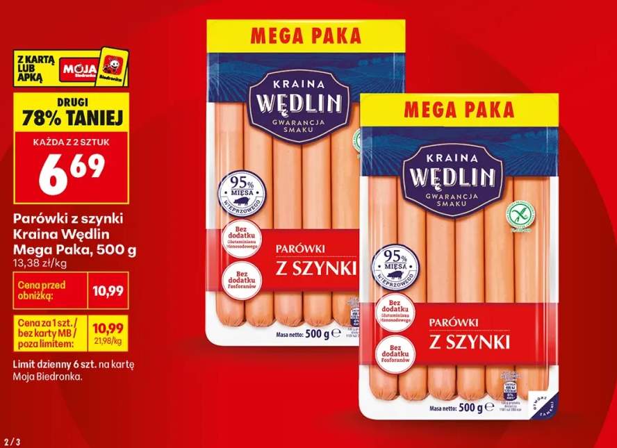Parówki z szynki Kraina Wędlin Mega Paka