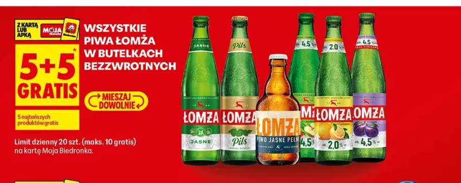 Piwa Łomża w butelkach bezzwrotnych +5 wariantów