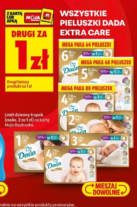 Pieluszki Dada Extra Care +7 wariantów