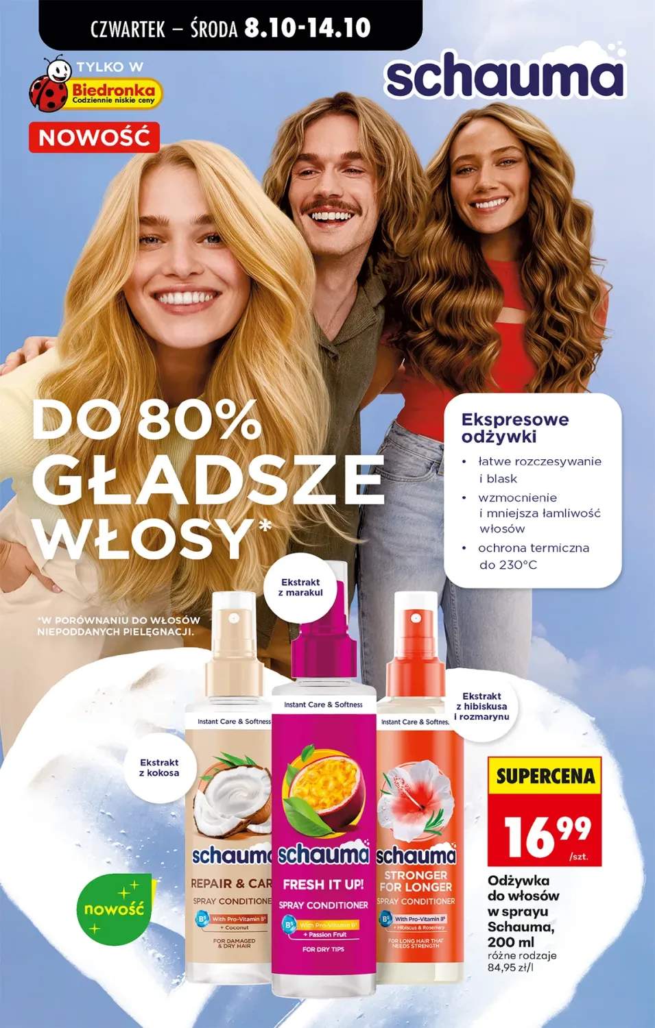 Odżywka do włosów w sprayu Schauma Repair & Care +2 warianty