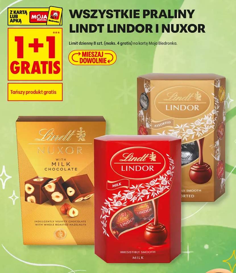 Praliny Lindt Lindor i Nuxor +3 warianty