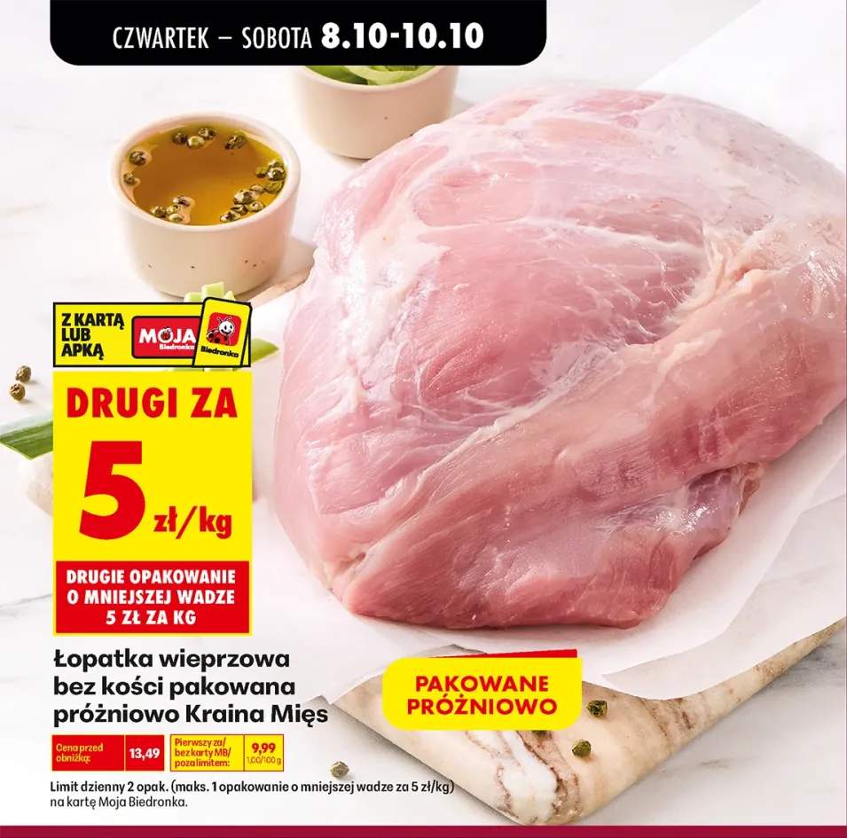 Łopatka wieprzowa bez kości pakowana próżniowo Kraina Mięs