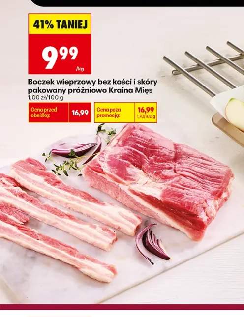 Boczek wieprzowy bez kości i skóry pakowany próżniowo Kraina Mięs