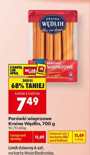 Parówki wieprzowe Kraina Wędlin