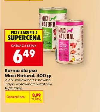 Karma dla psa Maxi Natural jeleń i wołowina z żurawiną +1 wariant