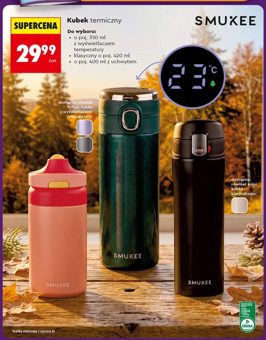 Kubek termiczny o poj. 350 ml z wyświetlaczem temperatury Smukee +2 warianty