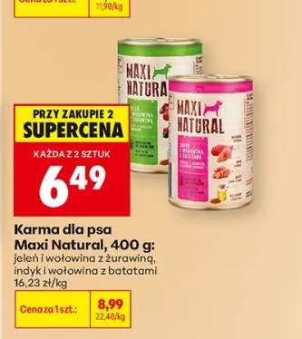 Karma dla psa Maxi Natural jeleń i wołowina z żurawiną +1 wariant