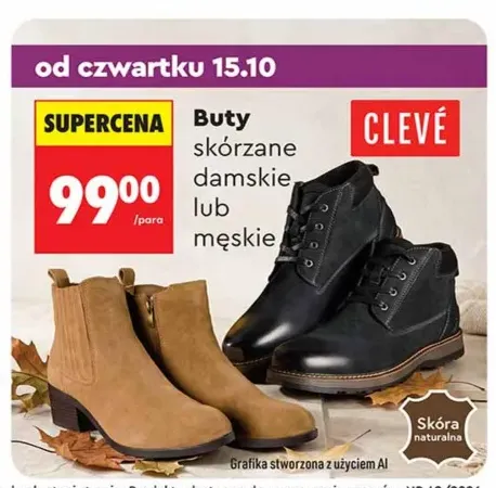 Buty skórzane damskie Clevé +1 wariant