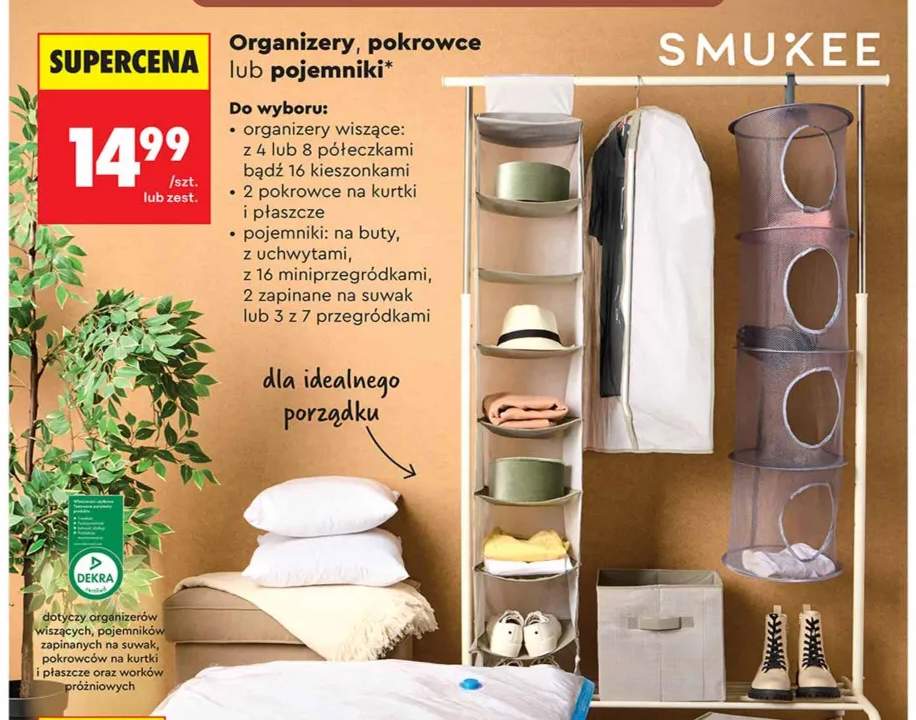 Organizery wiszące z 4 półeczkami Smukee +8 wariantów