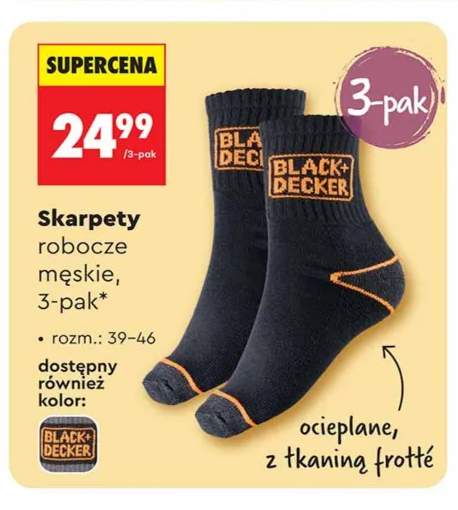 Skarpety robocze męskie 3-pak Black+Decker