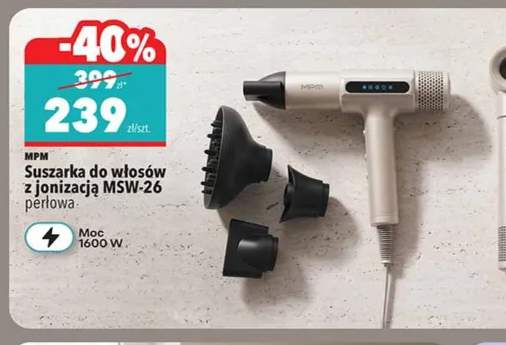 Suszarka do włosów z jonizacją MSW-26 perłowa Mpm
