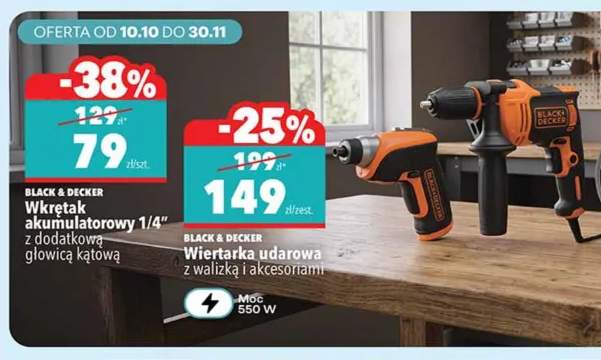 Wkrętak akumulatorowy 1/4" z dodatkową głowicą kątową Black & Decker +1 wariant
