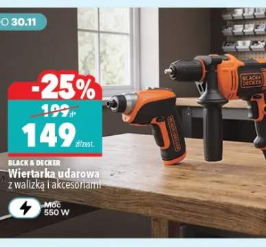 Wiertarka udarowa z walizką i akcesoriami Black & Decker