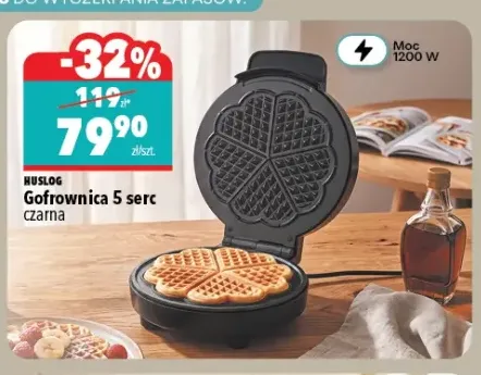 Gofrownica 5 serc czarna Huslog