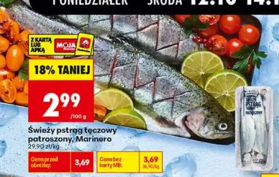 Świeży pstrąg tęczowy patroszony Marinero