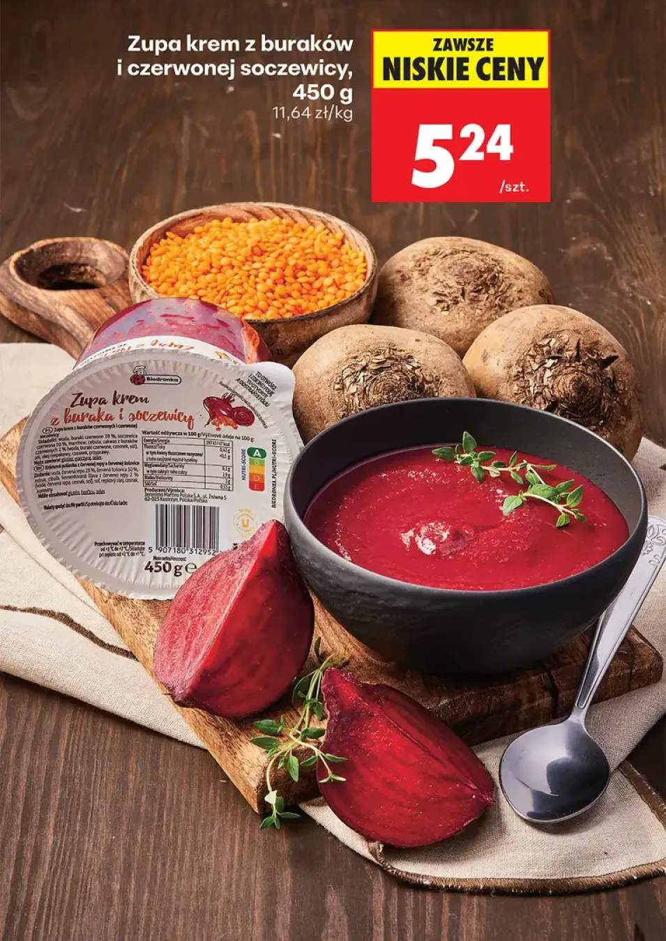 Zupa krem z buraków i czerwonej soczewicy Biedronka