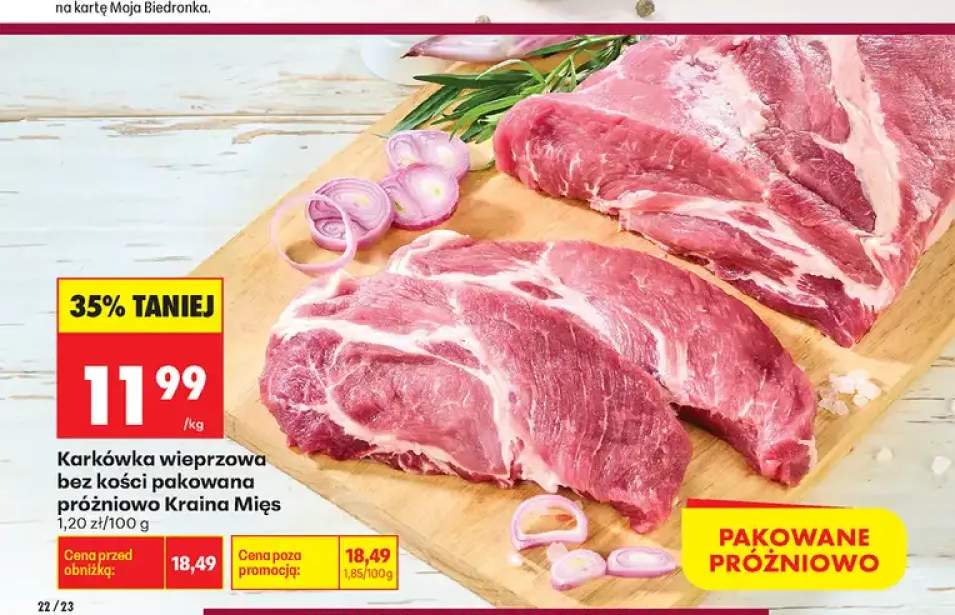 Karkówka wieprzowa bez kości pakowana próżniowo Kraina Mięs