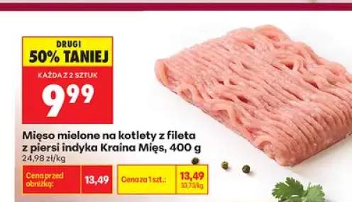 Mięso mielone na kotlety z fileta z piersi indyka Kraina Mięs