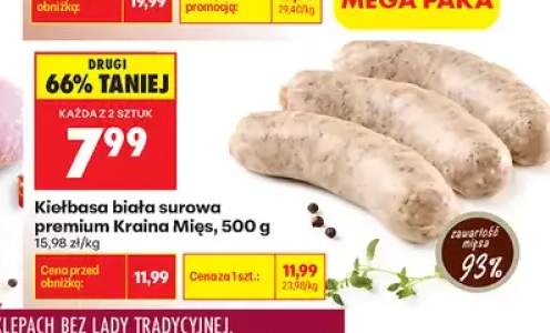 Kiełbasa biała surowa premium Kraina Mięs