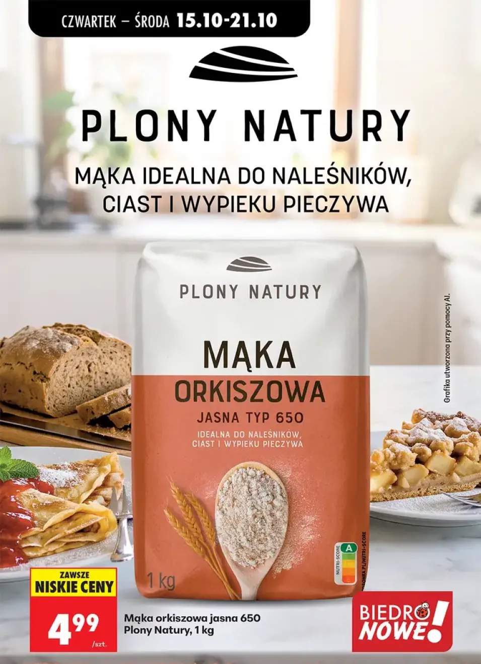 Mąka orkiszowa jasna typ 650 Plony Natury