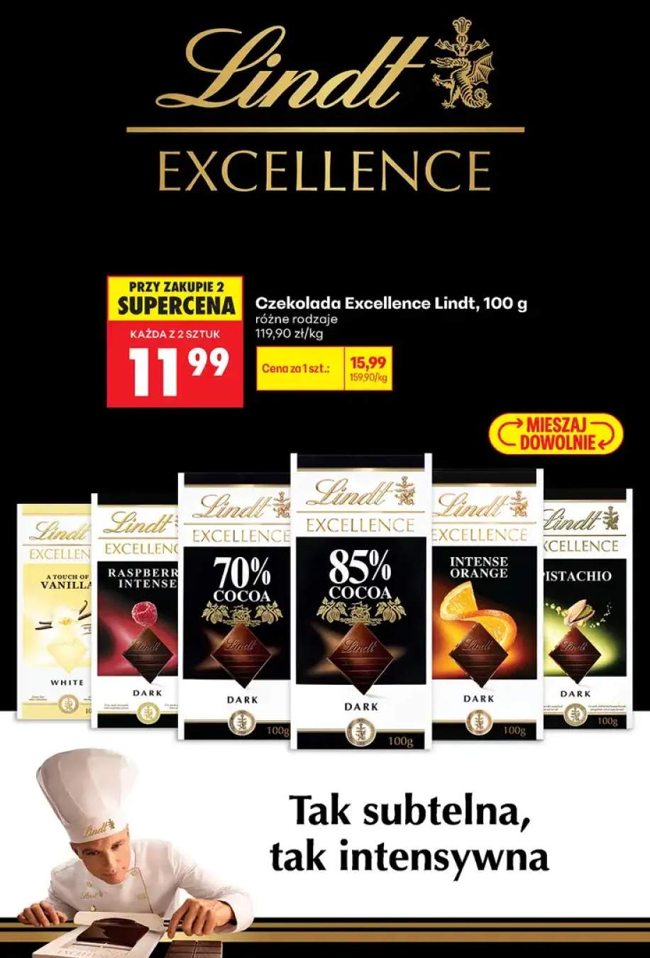 Czekolada Excellence Lindt 85% Cocoa +5 wariantów