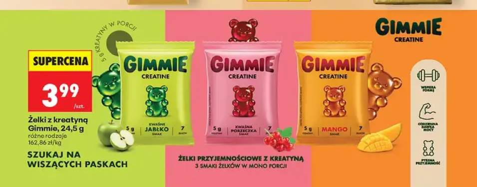 Żelki z kreatyną kwaśna porzeczka Gimmie +2 warianty