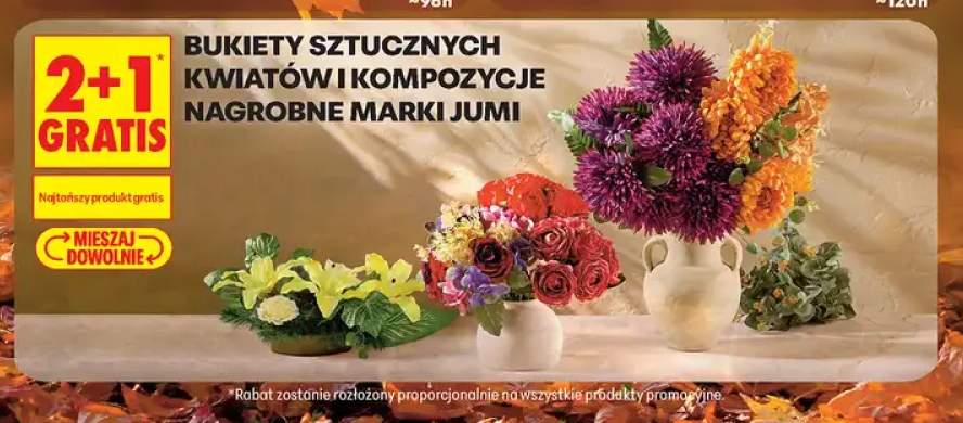 Bukiety sztucznych kwiatów i kompozycje nagrobne Jumi