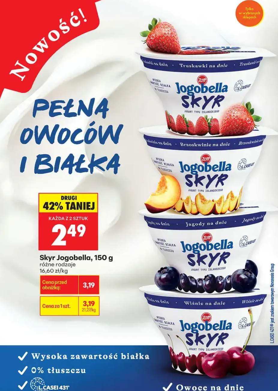 Jogurt Skyr Jogobella jagody na dnie +3 warianty