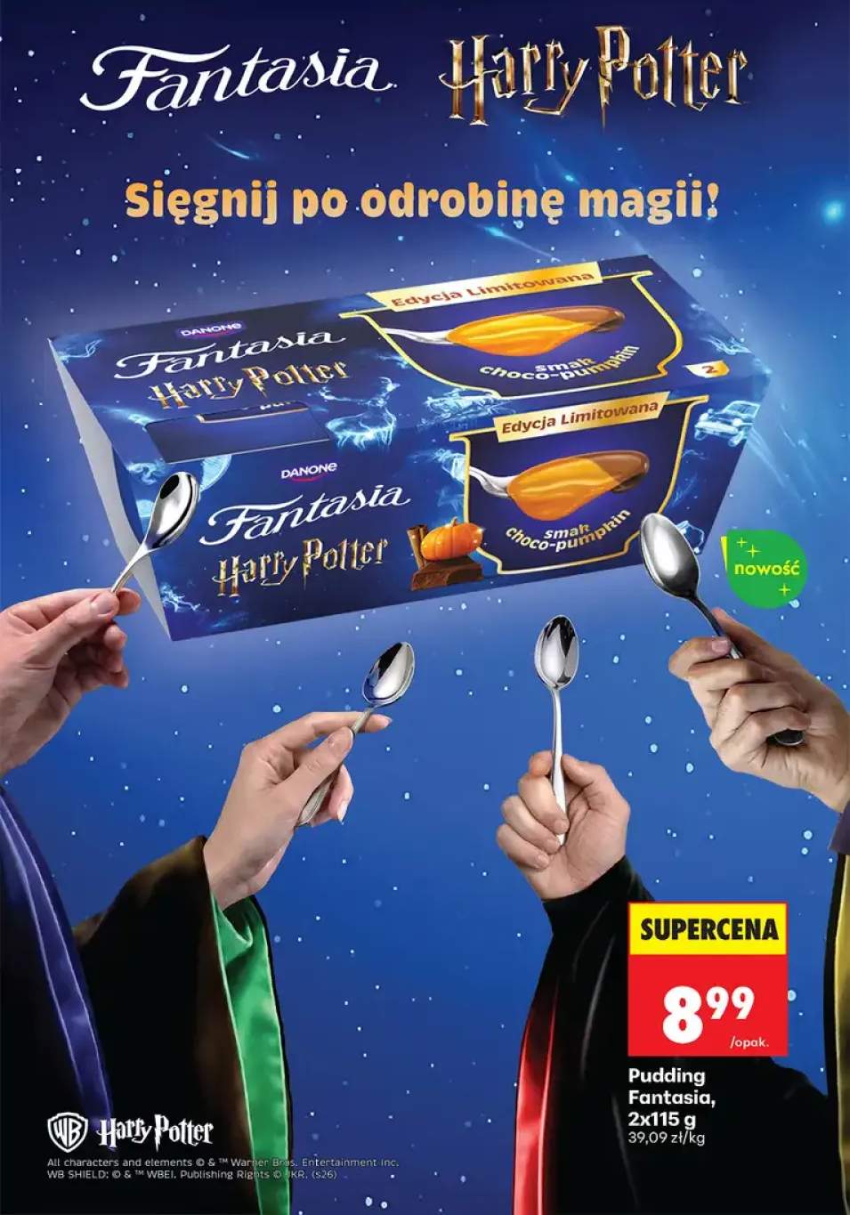 Pudding Danone Fantasia Harry Potter smak choco-pumpkin Edycja Limitowana 2-pak