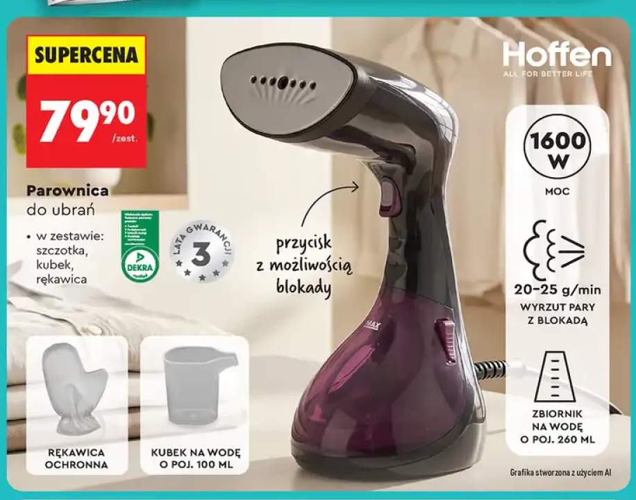 Parownica do ubrań Hoffen 1600W