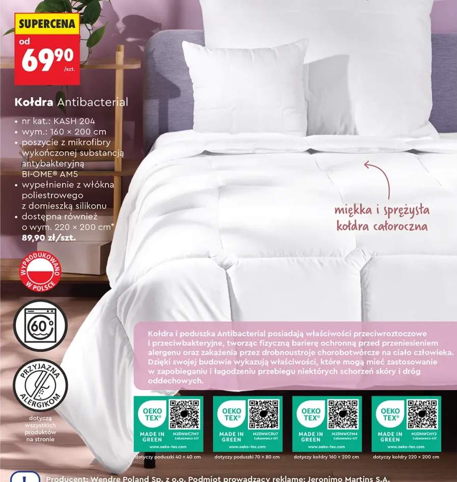Kołdra Antibacterial Smukee 160x200 cm +1 wariant
