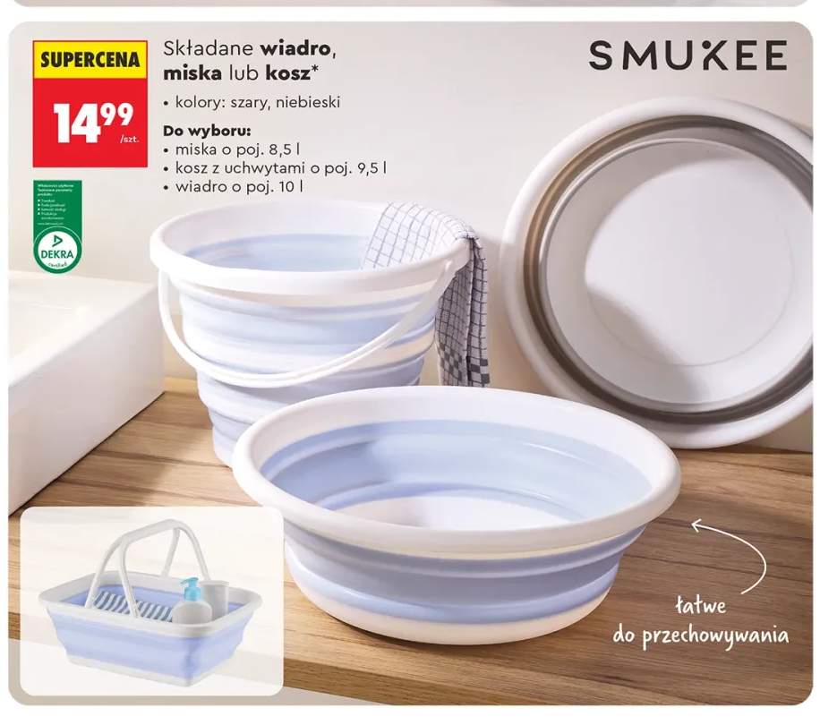 Składana miska o poj. 8,5 l Smukee +2 warianty