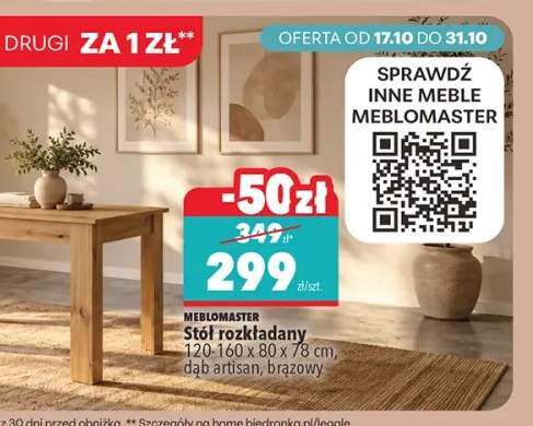Stół rozkładany 120-160x80x78 cm Meblomaster