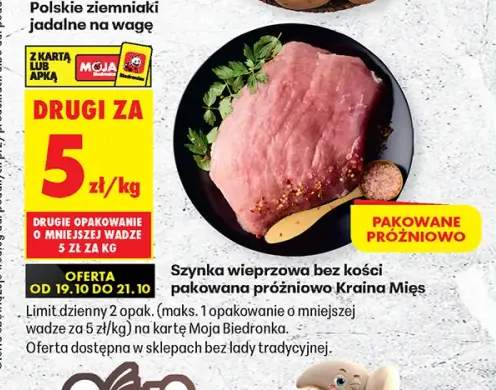 Szynka wieprzowa bez kości pakowana próżniowo Kraina Mięs