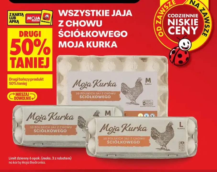 Jajka kurze z chowu ściółkowego Moja Kurka 20 szt. +2 warianty