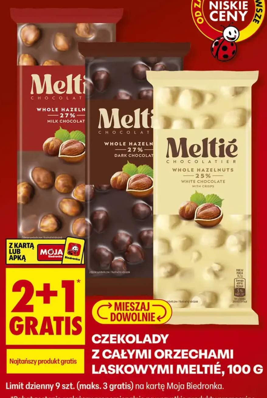 Czekolada biała z całymi orzechami laskowymi Meltié +2 warianty