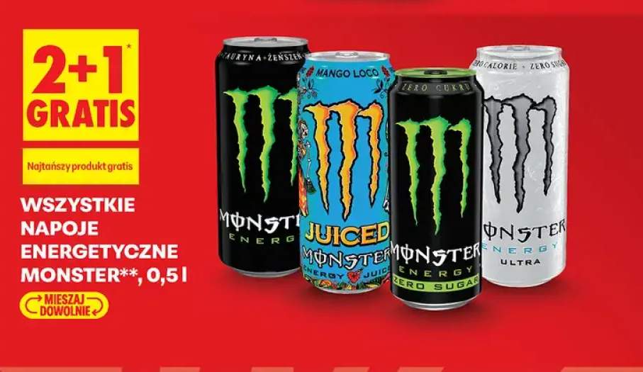 Napoje energetyczne Monster +4 warianty
