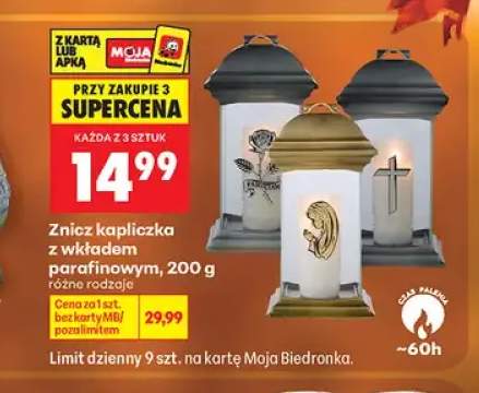 Znicz kapliczka z wkładem parafinowym