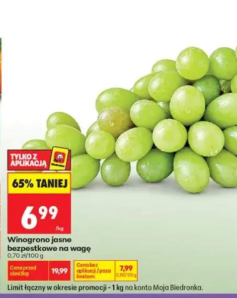 Winogrona jasne bezpestkowe na wagę