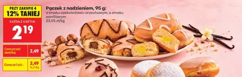 Pączek z nadzieniem o smaku waniliowym +1 wariant